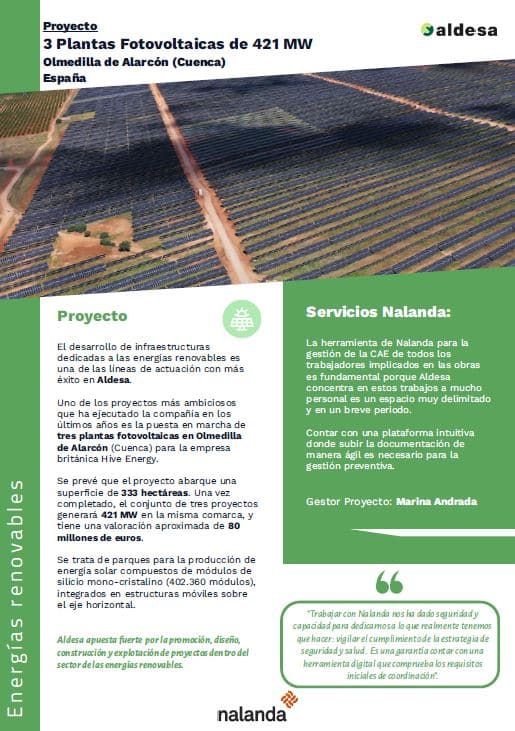 Proyecto 3 Plantas Fotovoltaicas en Olmedilla Alarcón (Cuenca)_ALDESA