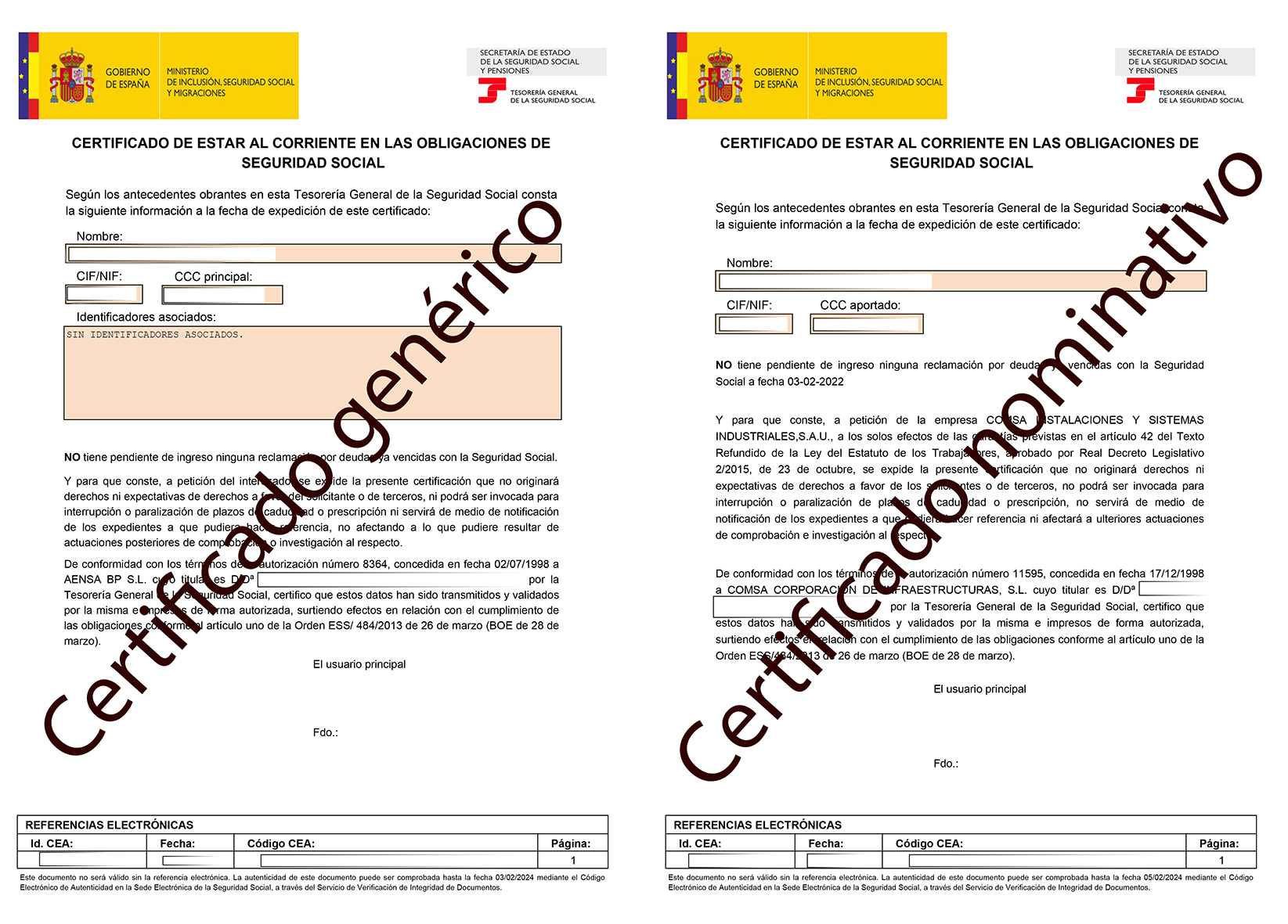 Vigencia del certificado
